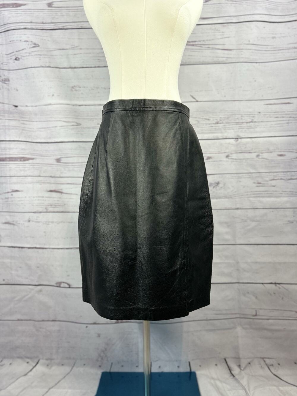 Vintage Forenza Women’s Black Genuine Leather Pencil Skirt Size 12 - Picture 1 of 5